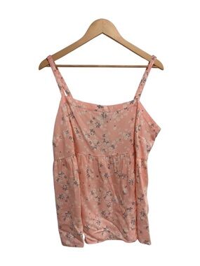 Torrid Women's Babydoll Washable Challis Square Neck Tank Pink Floral